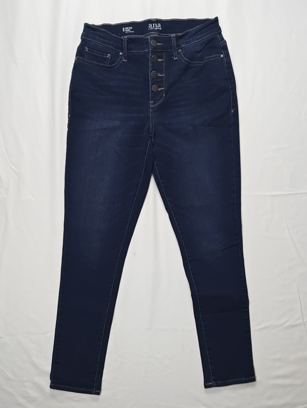 a.n.a Deep Indigo High-Rise Button-Fly Skinny Jeans Women's Size 8